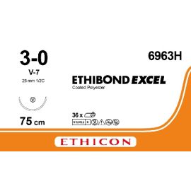 Szew niewchłanialny Ethibond Excel 6963H ; rozm. 3/0 ; 75cm ; 1/2koła okrągło-tnąca. ; V-7 ; barwiony ;
