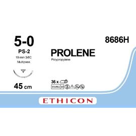 Prolene szwy syntetyczne, niewchłanialne  W8686H ; rozm. 5/0 ; igła 19mm - odwrotnie tnąca; PS-2 ; 3/8 koła ; dł. 45cm niebieski; op.36szt.