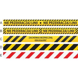 Naklejka podłogowa - pasek ostrzegawczy - 120cm x10cm