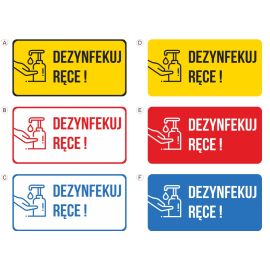 Naklejka na szybę, drzwi "DEZYNFEKUJ RĘCE" 50cm x 25cm