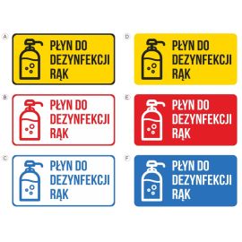 Naklejka na szybę, drzwi "PŁYN DO DEZYNFEKCJI RĄK" 50cm x 25cm