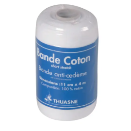 Bandaż podkładowy bawełniany typu short-stretch 11 cm x 4 m, o krótkim naciągu, do ochrony skóry w terapii kompresyjnej, THUASNE BANDE COTON
