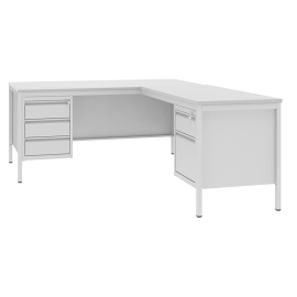 Biurko metalowe kątowe, biurowe/lekarskie, z dostawką, 5 szuflad, BIM 073ST