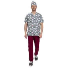 Bluza medyczna męska we wzorki ząbki BL 56 - różne rozmiary