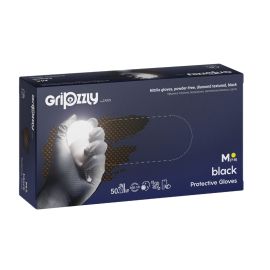 Rękawice nitrylowe, bezpudrowe, teksturowane ZARYS GRIPZZLY, czarne - 50 sztuk