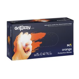 Rękawice nitrylowe, bezpudrowe, teksturowane ZARYS GRIPZZLY, pomarańczowe - 50 sztuk
