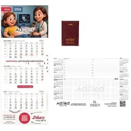 Kalendarz trójdzielny + Kalendarz książkowy A5   +  Planer z kalendarzem na rok 2026