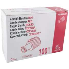 Koreczki luer lock COMBI PRO-OMNIA LOCK CZERWONE (100 szt.)