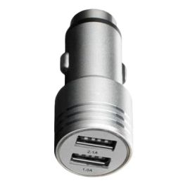 Ładowarka samochodowa USB koloru srebrnego