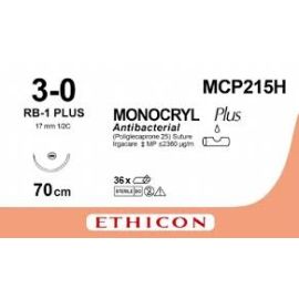 Szew wchłanialny Monocryl Plus MCP215H rozm. 3/0 70cm 1/2koła okr. RB-1 PLUS , barwiony