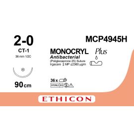 Szew wchłanialny Monocryl Plus MCP4945H rozm. 2/0 ; 90cm ; 1/2koła okr-wz ; CT-1  , barwiony