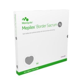 Mepilex® Border Sacrum  AG  - opatrunek antybakteryjny z pianki silikonowej, do okolic kości krzyżowej
