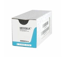 Mersilk Pleciony jedwab niewchłanialny, impregnowany , rozm. 6/0 ; igła 2 x 11 mm - 3/8 koła ; dł. 45 cm ; czarny