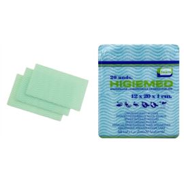 Myjki / gąbki do mycia ciała nasączone mydłem, 12 cm x 20 cm x 1 cm, Higiemed - op. 20 szt.