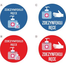 Naklejka na szybę, drzwi "ZDEZYNFEKUJ RĘCE!" ∅ 30cm