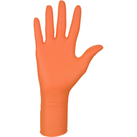 Rękawiczki nitrylowe, bezpudrowe, pomarańczowe, kategoria III, przedłużony mankiet, Nitrylex High Risk Mercator Medical - op. 100 szt.