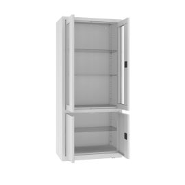 Szafa lekarska, 4-drzwiowa, przeszklone drzwi górne i półki, pełne drzwi dolne, na leki, NSML 114
