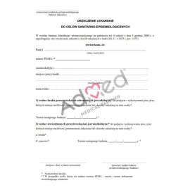 Orzeczenie lekarskie do celów sanitarno-epidemiologicznych