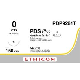 Szew wchłanialny syntetyczny PDS PLUS PDP9261T rozm. 0 ; 1/2 koła ; igła 48 mm - 1/2 koła wzmocniona; dł. 150 cm pętla; CTX; fioletowy,