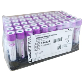 Probówki z K2E K2EDTA VACUETTE PREMIUM 2 ml, do morfologii, korek odkręcany, fioletowy - op. 50 szt.