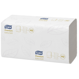 Ręcznik do rąk, extra miękki, 2-warstwowy, celuloza, "zetka", składany, H2, 21,2 cm x 34 cm x 100 odc., Tork XPress Extra Soft Multifold Hand Towel Premium - op. 21 szt.