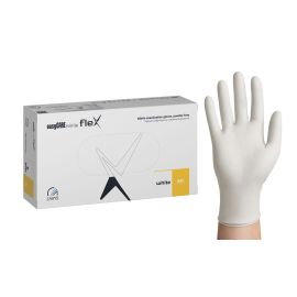 Rękawiczki nitrylowe, bezpudrowe, kategoria III, białe, easyCare nitrile flex, Zarys - op. 100 szt.