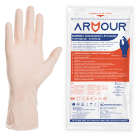 Rękawiczki lateksowe, sterylne, lekko pudrowane, ARMOUR - 1 para 