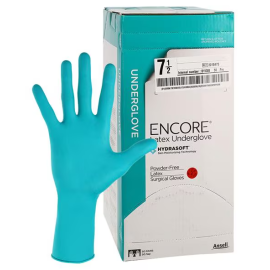 Rękawiczki lateksowe, sterylne, bezpudrowe, miętowe, nawilżane, do systemu podwójnego, ANSELL ENCORE Latex Underglove - 1 para