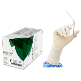 Rękawiczki lateksowe, sterylne, bezpudrowe, cieliste, ANSELL MEDI-GRIP® Latex Standard - 1 para