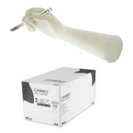 Rękawiczki lateksowe, sterylne, z przedłużonym mankietem, bezpudrowe, cieliste, ANSELL GAMMEX® Latex Long Cuff - 1 para