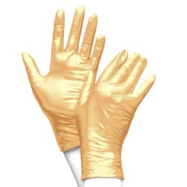 Rękawiczki nitrylowe bezpudrowe, błyszczące, złote, Unigloves FANCY Gold - op. 100 szt.
