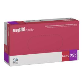 Rękawiczki nitrylowe, bezpudrowe, kategoria III, malinowe, easyCare nitrile berry, Zarys - op. 100 szt.