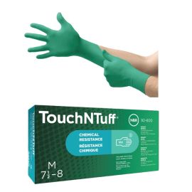 Rękawiczki nitrylowe, chemoodporne, bezpudrowe, zielone, ANSELL TouchNTuff® 92-600 - op. 100 szt./90 szt.