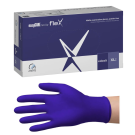 Rękawiczki nitrylowe, bezpudrowe, kategoria III, kobaltowe, easyCare nitrile flex, Zarys - op. 100 szt.