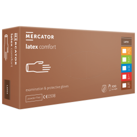 Rękawiczki lateksowe, bezpudrowe, białe, Comfort, Mercator Medical - op. 100 szt.