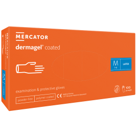 Rękawiczki lateksowe, bezpudrowe, białe, Dermagel Coated, Mercator Medical - op. 100 szt.