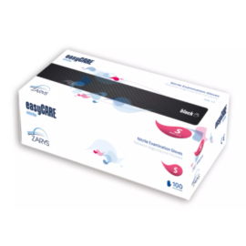 Rękawiczki nitrylowe, bezpudrowe, kategoria III, czarne, easyCare nitrile black, Zarys - op. 100 szt.