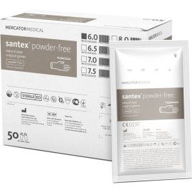 Rękawiczki lateksowe, sterylne, bezpudrowe, Santex Powder-Free, Mercator Medical - 1 para