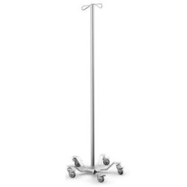 Stojak kroplówki bez regulacji wysokości SK-03, wysokość 180 cm, podstawa i kolumna ze stali kwasoodpornej - przystosowany do mocowania pompy infuzyjnej oraz dodatkowego osprzętu