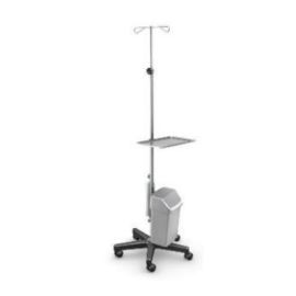 Stojak kroplówki SK-01, z regulacją wysokości w zakresie: 1320-2150 mm, przystosowany do instalacji pompy infuzyjnej + listwa, kosz na odpady, półka