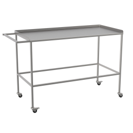 Stolik zabiegowy z blachy kwasoodpornej, na kółkach jezdnych, STLK