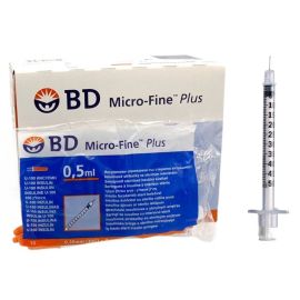 Strzykawka do insuliny 0,5ml U100, z igłą wtopioną 0,3x8mm, BD Micro-Fine Plus - op. 100 szt.