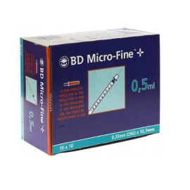 Strzykawka do insuliny 0,5ml, z igłą 29G 0,33mm x 12,7mm, U-100, BD, op. 100 szt.