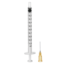 Strzykawka tuberkulinowa 1 ml trzyczęściowa Omnifix - F Duo  Luer z dokładaną igłą 25G, 0,5 x 16mm, jednorazowego użytku.