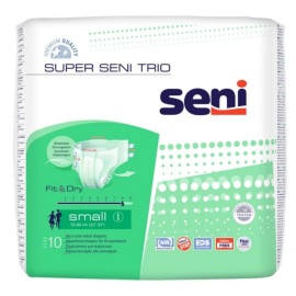Super Seni Trio, pieluchomajtki na rzepy, pampersy na znaczne i ciężkie nietrzymanie moczu, S-XL - op. 10 szt.