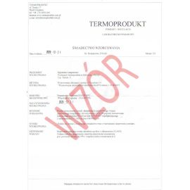 Świadectwo wzorcowania z Laboratorium Termoprodukt - bez znaku PCA