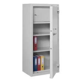 Szafa aktowa, na dokumenty niejawne, wzmocniona, 1-drzwiowa, 2-półkowa + schowek, 1500 mm x 700 mm x 460 mm, klasa A, SAM 201