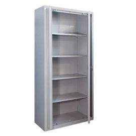 Szafa biurowa z drzwiami chowanymi, 2-drzwiowa, 4 półki, 1990 mm x 1000 mm x 435 mm, SBM 210 M LX