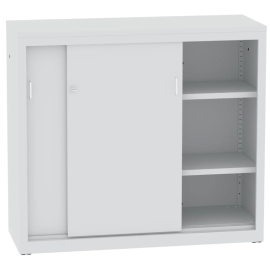 Szafa biurowa z drzwiami przesuwnymi, 2-drzwiowa, 2 półki, 1040 mm x 1000 mm x 435 mm, SBM 112