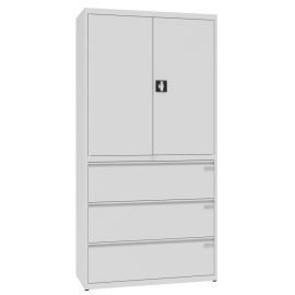 Szafa aktowo-kartotekowa, 2 półki dwudrzwiowe, 3 szuflady, 1990 mm x 1000 mm x 435 mm, SKB 2